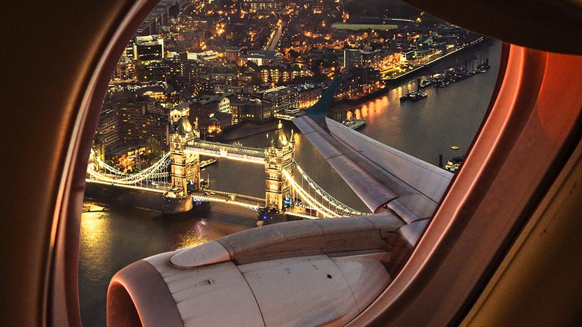 View of London from airplane window
