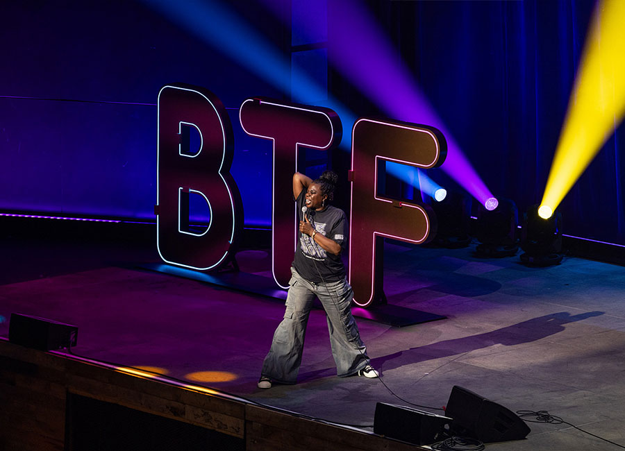 Leslie Jones performing at the 2024 Because They're Funny Comedy Festival